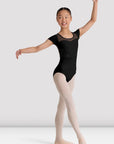 Bloch - Mei - BLACK Sweet Heart Neck Cap Sleeve Leotard with Embroidered Back Detail