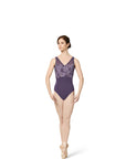 Mirella - V Mesh Strap Print Body Leotard
