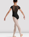 Bloch - Mei - BLACK Sweet Heart Neck Cap Sleeve Leotard with Embroidered Back Detail