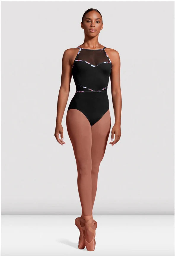 Mirella - Printed Bind Detail Halter Leotard